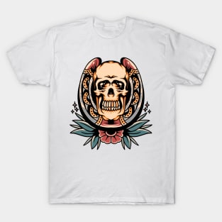 skull and horseshoe tattoo T-Shirt